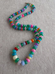 Multi Colored Opals Necklace, Boho Gemstone Jewelry, Hand Knotted Gemstones