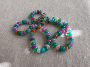 Multi Colored Opals Necklace, Boho Gemstone Jewelry, Hand Knotted Gemstones