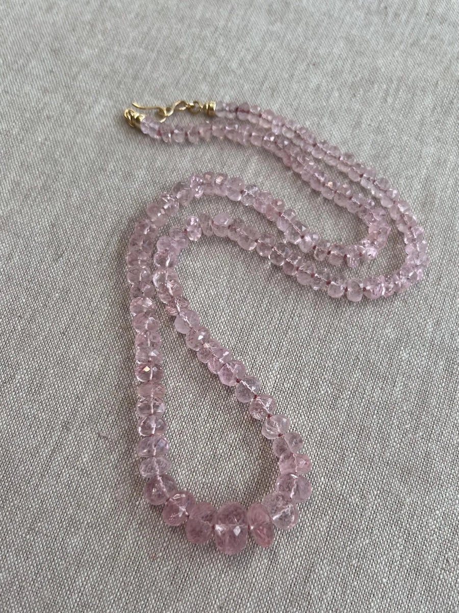 Pink Morganite Necklace, Hand Knotted Gemstones, Boho Gemstone Jewelry