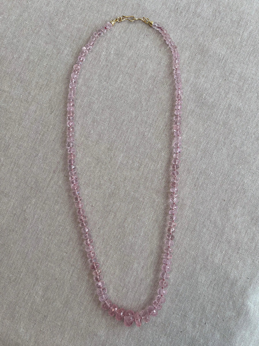 Pink Morganite Necklace, Hand Knotted Gemstones, Boho Gemstone Jewelry
