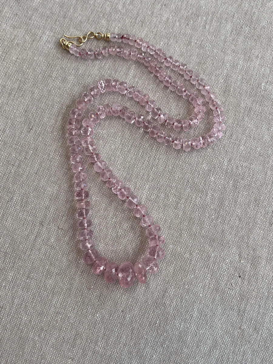Pink Morganite Necklace, Hand Knotted Gemstones, Boho Gemstone Jewelry