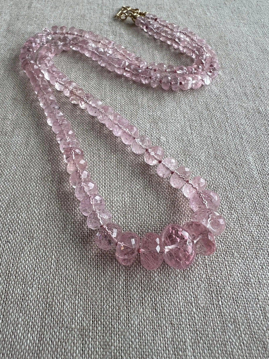 Pink Morganite Necklace, Hand Knotted Gemstones, Boho Gemstone Jewelry