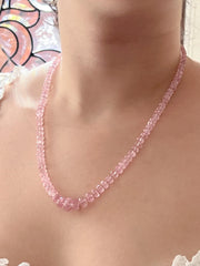 Pink Morganite Necklace, Hand Knotted Gemstones, Boho Gemstone Jewelry