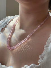 Pink Morganite Necklace, Hand Knotted Gemstones, Boho Gemstone Jewelry
