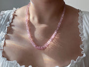 Pink Morganite Necklace, Hand Knotted Gemstones, Boho Gemstone Jewelry
