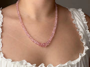 Pink Morganite Necklace, Hand Knotted Gemstones, Boho Gemstone Jewelry