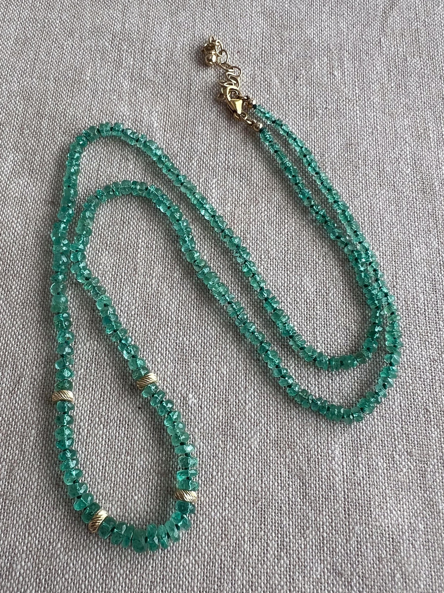 Colombian Emerald Necklace, 14k Solid Gold Accents, Fine Gemstone Jewelry