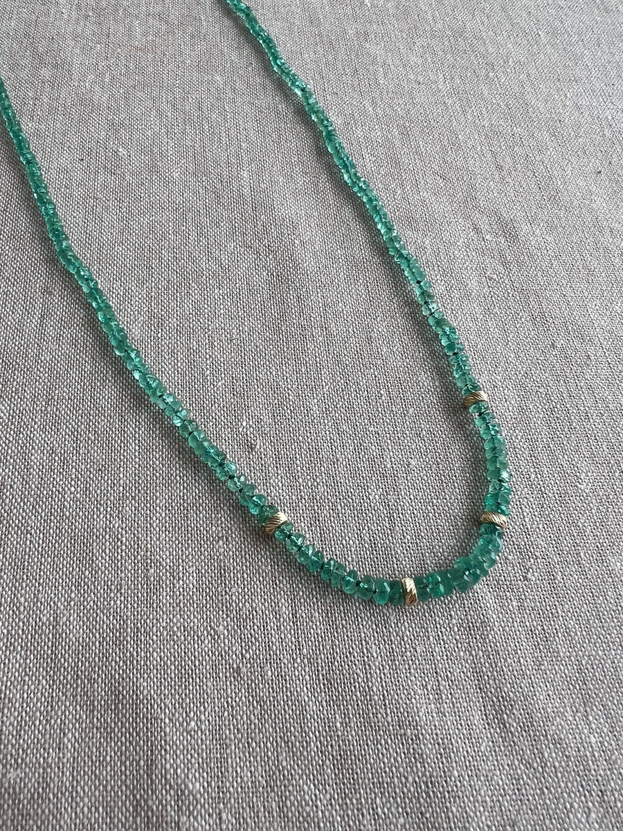 Colombian Emerald Necklace, 14k Solid Gold Accents, Fine Gemstone Jewelry