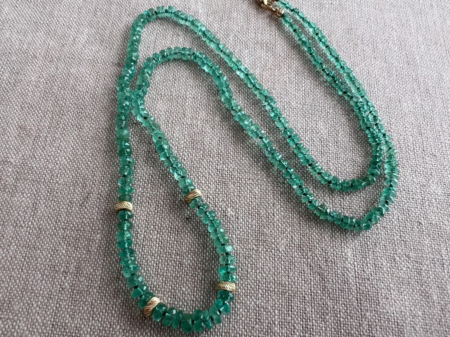 Colombian Emerald Necklace, 14k Solid Gold Accents, Fine Gemstone Jewelry