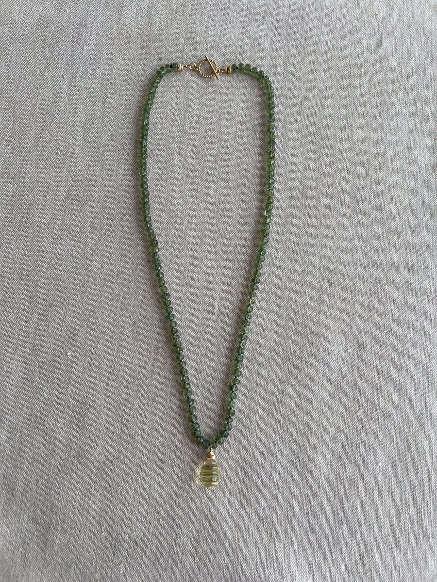 Kyanite Necklace, Carved Lemon Quartz Pendant, Boho Gemstone Jewelry