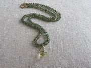 Kyanite Necklace, Carved Lemon Quartz Pendant, Boho Gemstone Jewelry