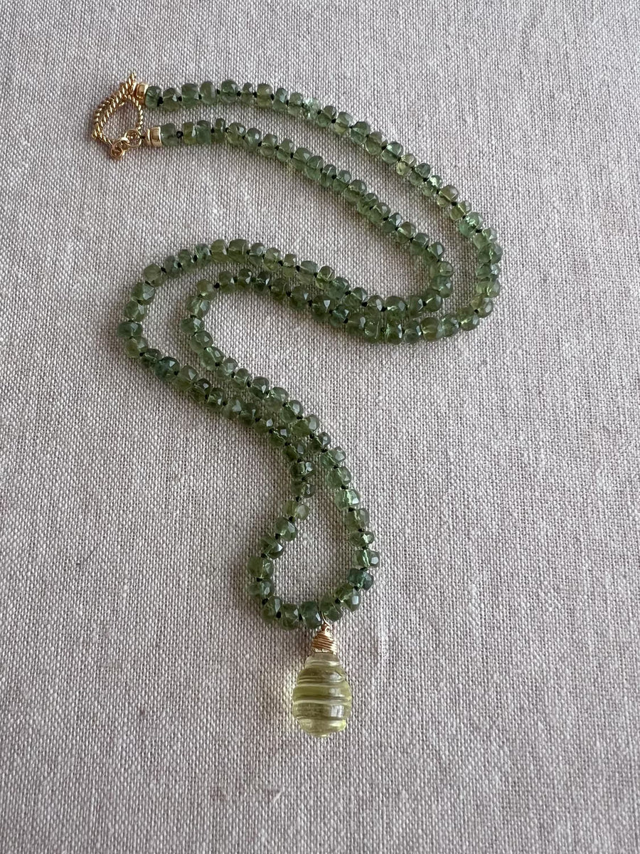 Kyanite Necklace, Carved Lemon Quartz Pendant, Boho Gemstone Jewelry