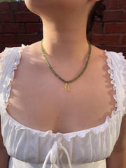 Kyanite Necklace, Carved Lemon Quartz Pendant, Boho Gemstone Jewelry