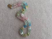 Aquamarine and Morganite Necklace, Hexagon Bolt Cut, Fine Boho Gemstone Jewelry