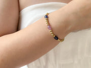 Sapphire & Gold Bead Bracelet: 14K Gold Filled, September Birthstone