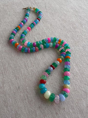 Multi Colored Opals Necklace, Boho Gemstone Jewelry, Hand Knotted Gemstones