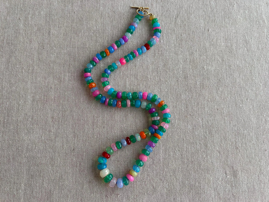 Multi Colored Opals Necklace, Boho Gemstone Jewelry, Hand Knotted Gemstones