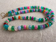 Multi Colored Opals Necklace, Boho Gemstone Jewelry, Hand Knotted Gemstones