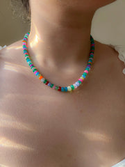 Multi Colored Opals Necklace, Boho Gemstone Jewelry, Hand Knotted Gemstones