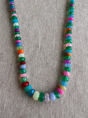 Multi Colored Opals Necklace, Boho Gemstone Jewelry, Hand Knotted Gemstones