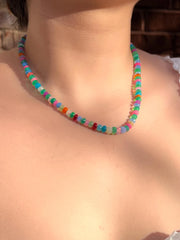 Multi Colored Opals Necklace, Boho Gemstone Jewelry, Hand Knotted Gemstones