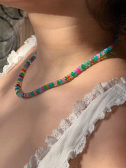 Multi Colored Opals Necklace, Boho Gemstone Jewelry, Hand Knotted Gemstones