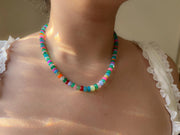 Multi Colored Opals Necklace, Boho Gemstone Jewelry, Hand Knotted Gemstones