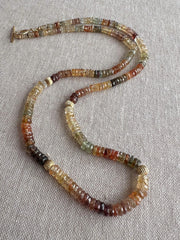 Golden Zircon Necklace, Hand Knotted Gemstones, Boho Gemstone Jewelry