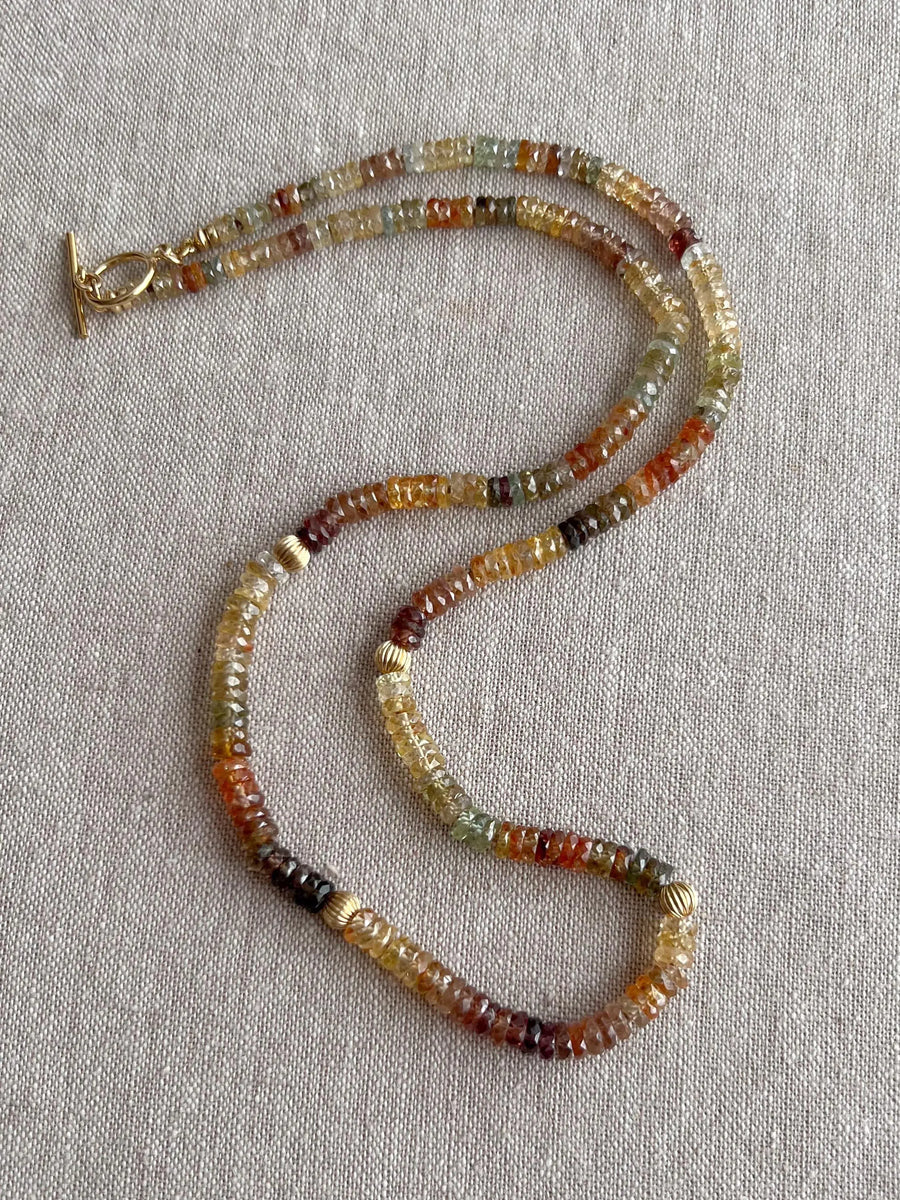 Golden Zircon Necklace, Hand Knotted Gemstones, Boho Gemstone Jewelry