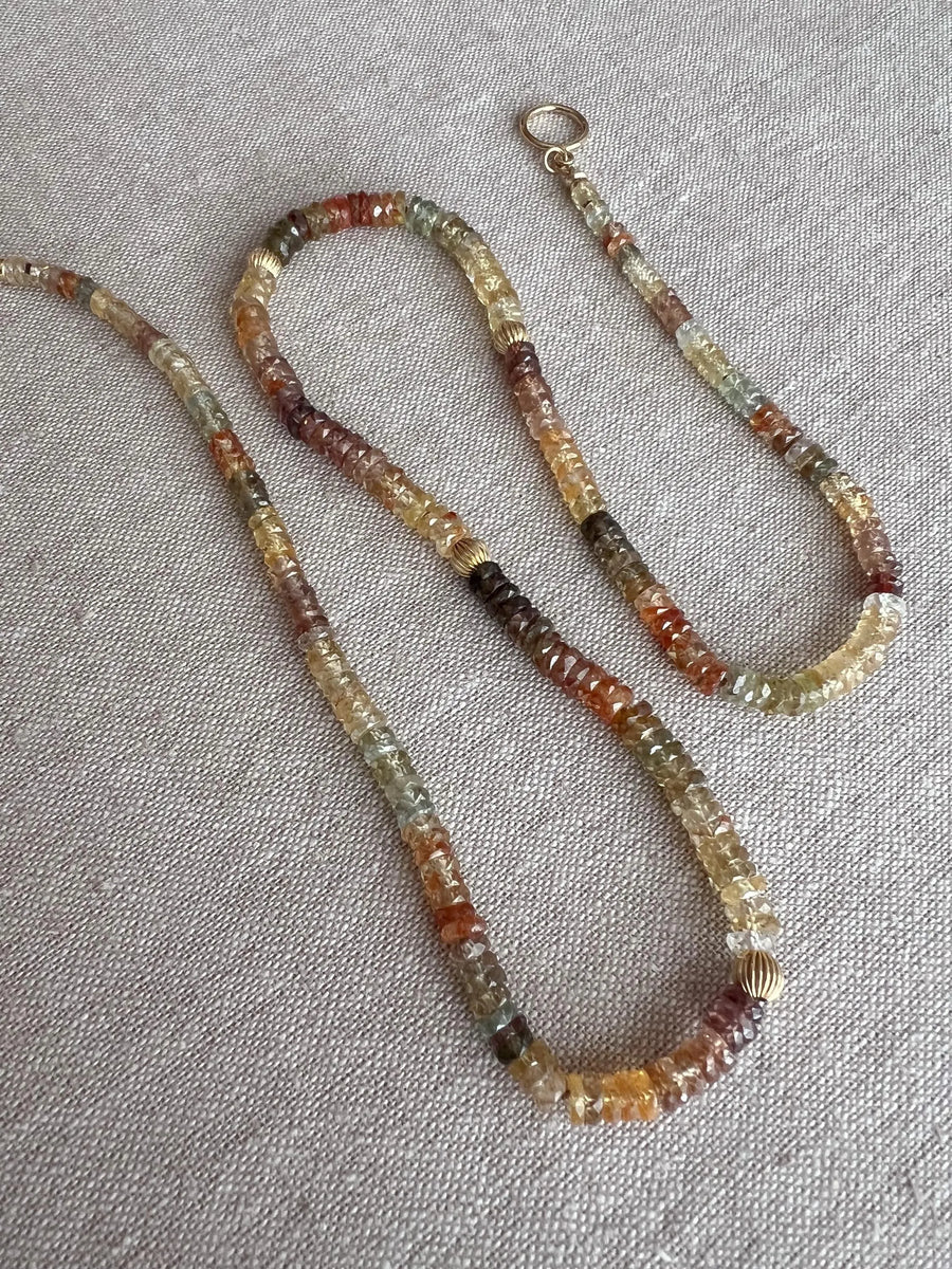 Golden Zircon Necklace, Hand Knotted Gemstones, Boho Gemstone Jewelry
