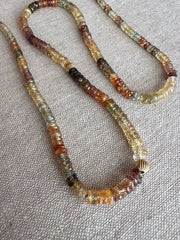 Golden Zircon Necklace, Hand Knotted Gemstones, Boho Gemstone Jewelry