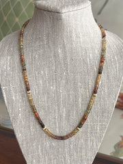 Golden Zircon Necklace, Hand Knotted Gemstones, Boho Gemstone Jewelry