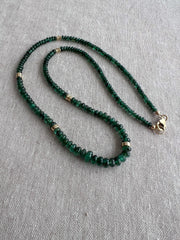 Emerald Necklace, 14k Gold Filled Accents, Boho Gemstone Jewelry