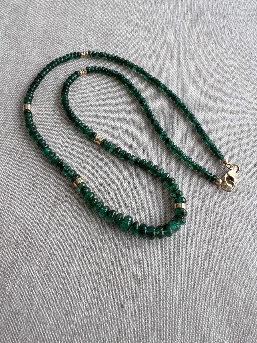 Emerald Necklace, 14k Gold Filled Accents, Boho Gemstone Jewelry