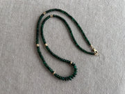 Emerald Necklace, 14k Gold Filled Accents, Boho Gemstone Jewelry