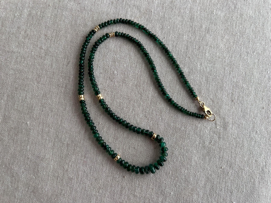 Emerald Necklace, 14k Gold Filled Accents, Boho Gemstone Jewelry