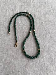 Emerald Necklace, 14k Gold Filled Accents, Boho Gemstone Jewelry
