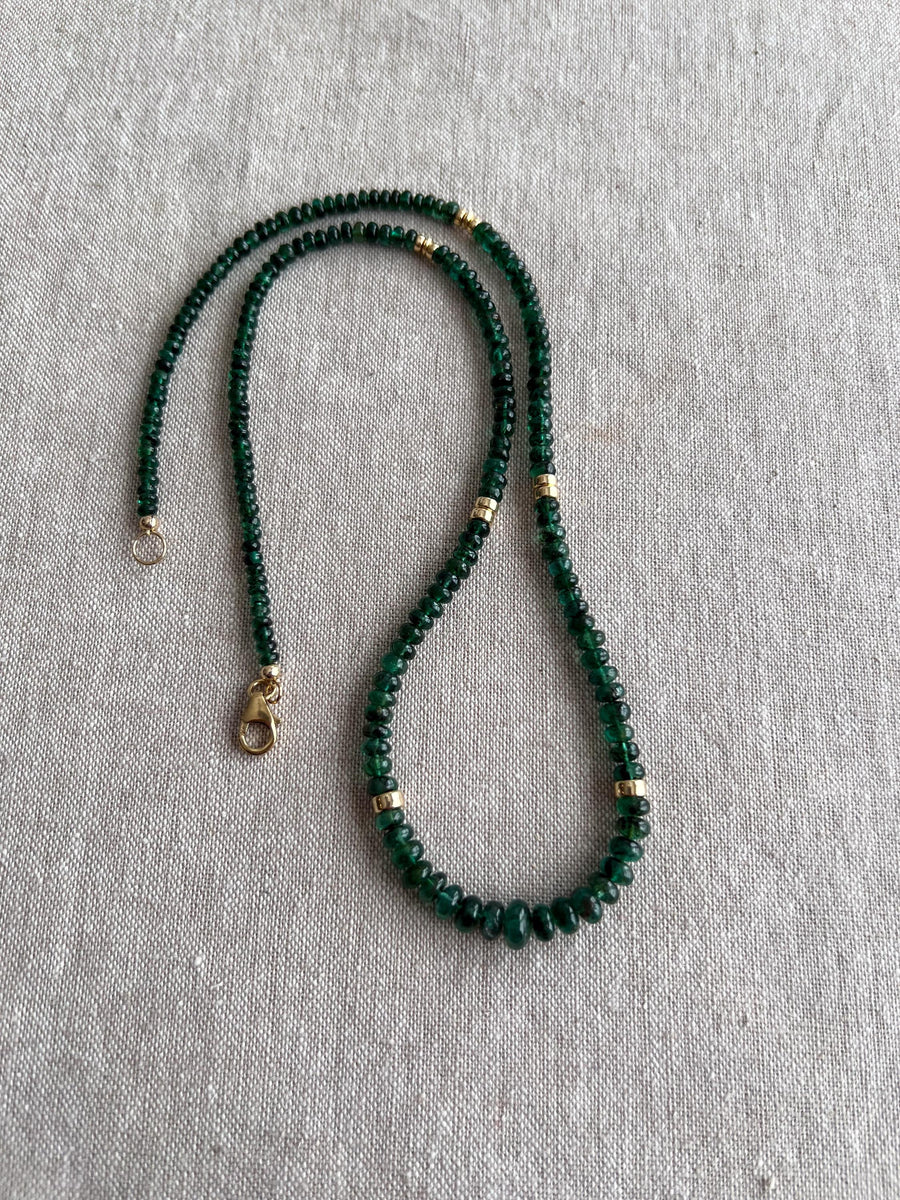 Emerald Necklace, 14k Gold Filled Accents, Boho Gemstone Jewelry