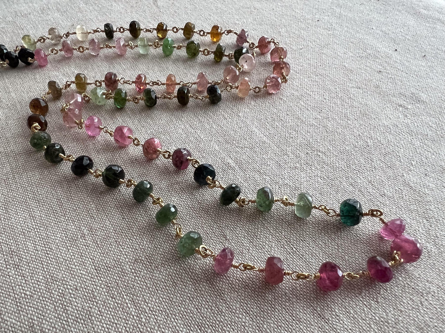 Tourmaline Necklace, 14k Gold Filled Wire Wrapping, Fine Boho Jewelry