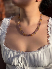 Ametrine Necklace, Gold Pave Accents, Fine Boho Gemstone Jewelry
