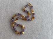 Ametrine Necklace, Gold Pave Accents, Fine Boho Gemstone Jewelry