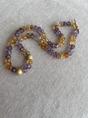 Ametrine Necklace, Gold Pave Accents, Fine Boho Gemstone Jewelry