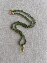 Kyanite Necklace, Carved Lemon Quartz Pendant, Boho Gemstone Jewelry
