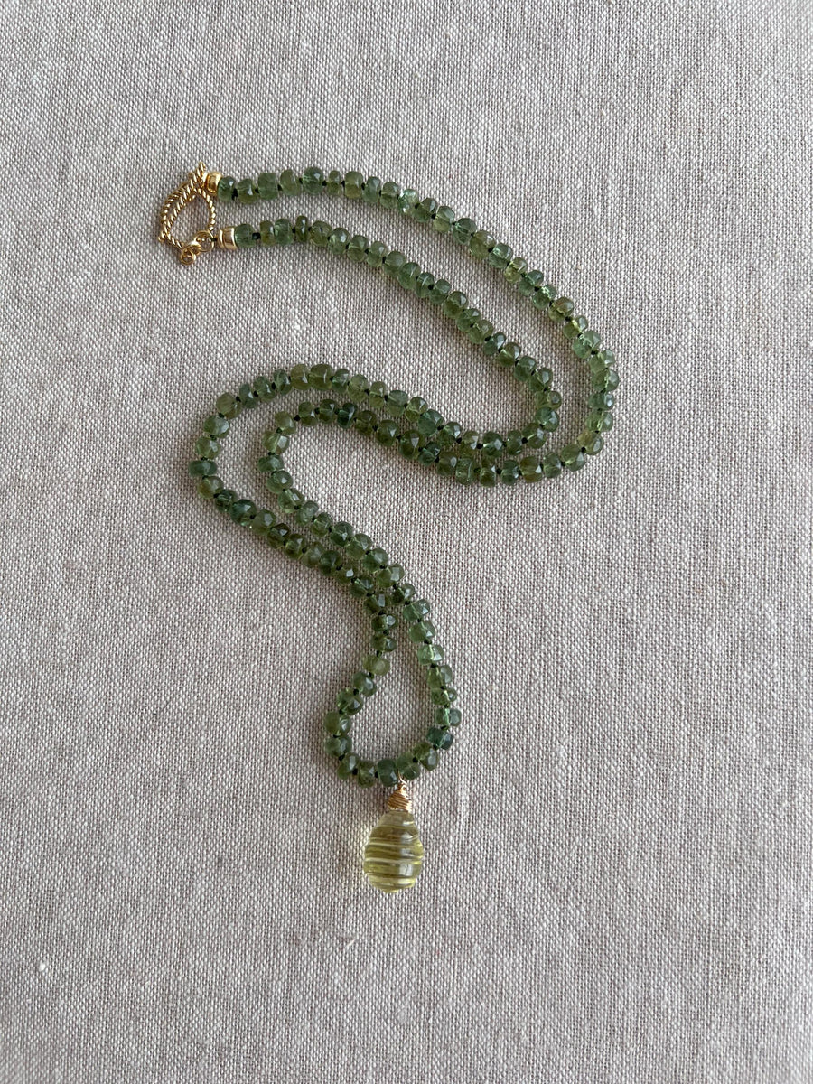 Kyanite Necklace, Carved Lemon Quartz Pendant, Boho Gemstone Jewelry