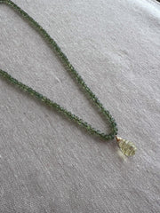 Kyanite Necklace, Carved Lemon Quartz Pendant, Boho Gemstone Jewelry