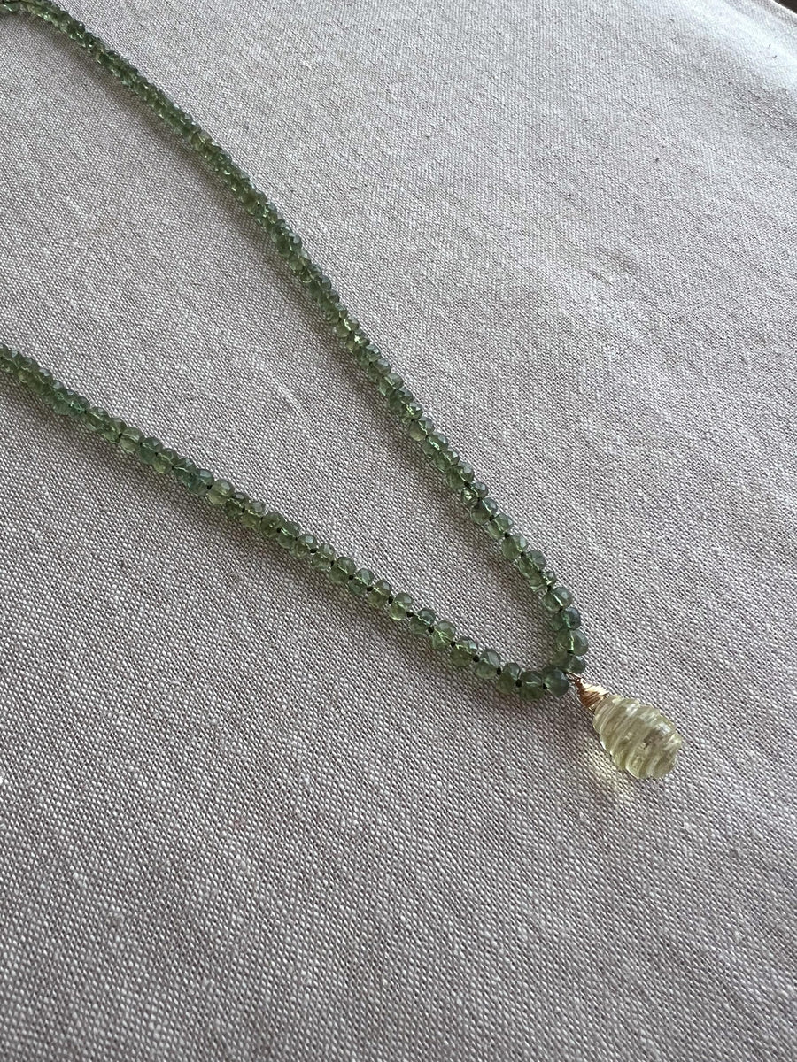 Kyanite Necklace, Carved Lemon Quartz Pendant, Boho Gemstone Jewelry