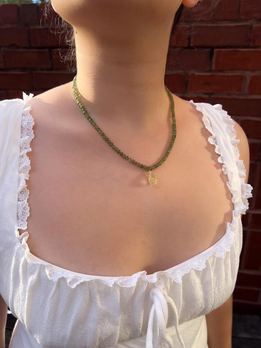 Kyanite Necklace, Carved Lemon Quartz Pendant, Boho Gemstone Jewelry