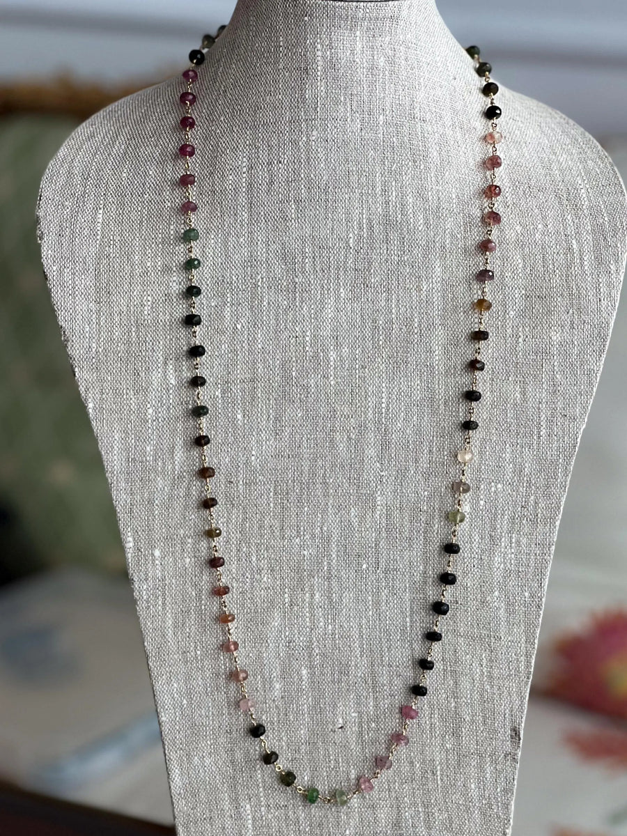 Tourmaline Necklace, 14k Gold Filled Wire Wrapping, Fine Boho Jewelry