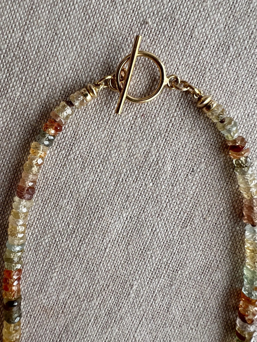 Golden Zircon Necklace, Hand Knotted Gemstones, Boho Gemstone Jewelry
