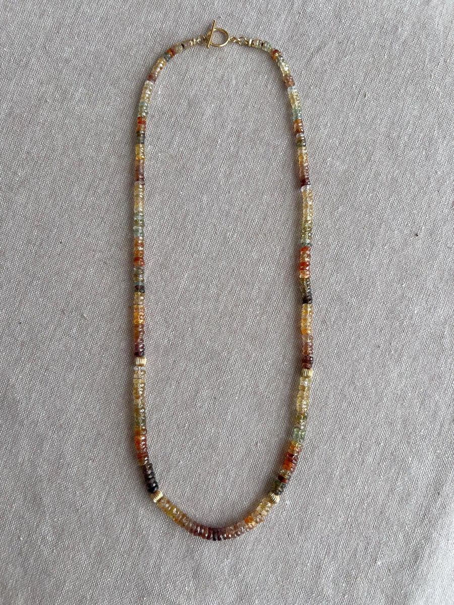 Golden Zircon Necklace, Hand Knotted Gemstones, Boho Gemstone Jewelry